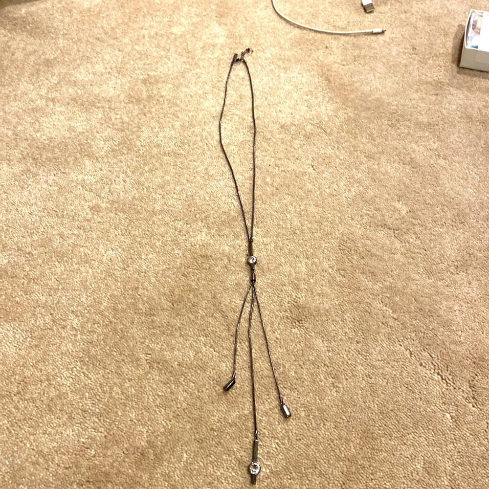 Long black and crystal necklace
